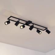 Lindby plafondspot Bravius, zwart, 6-lamps, ijzer