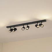 Lindby plafondspots Kardis, donkergrijs, 6-lamps, metaal, GU10