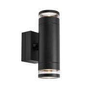 LED buiten wandlamp Luno, zwart, 2-lamps, IP65, dimbaar.