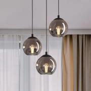 Hanglamp Ariscani, rookgrijs, Ø 43 cm, 3-lamps, glas, E27
