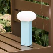 LED tafellamp op accu LOW, blauw, hoogte 20 cm, metaal, met dimmer