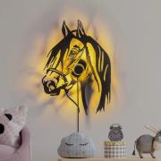 Wandlamp Horse, zwart, metaal, 57 x 41 cm, stekkersnoer