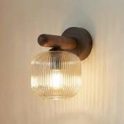 wandlamp Salvia, bruin/cognac, glas, hoogte 20 cm, E14