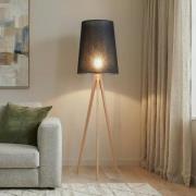 Vloerlamp Walz, zwart, hout, hoogte 175 cm, E27