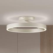 LED plafondlamp Saturn, Ø 50 cm, crèmekleurig met zilveren accenten, m...