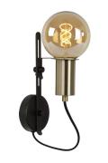 Lucide Malcolm - wandverlichting - 10 x 19 x 28 cm - zwart en messing