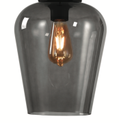 Artdelight Tombo - glazen lampenkap - Ø 23 x 27 cm - gerookt