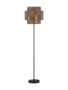 Nova Luce Lito - staanlamp - Ø 35 x 145 cm - zandzwart en stro